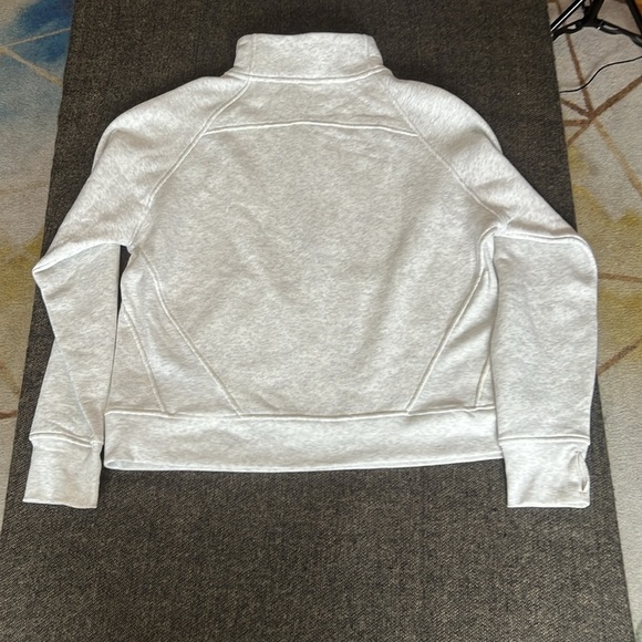 NWOT Women's Danskin White Half-Zip Sweater sz L Kangaroo Pocket Heather White - Picture 10 of 11